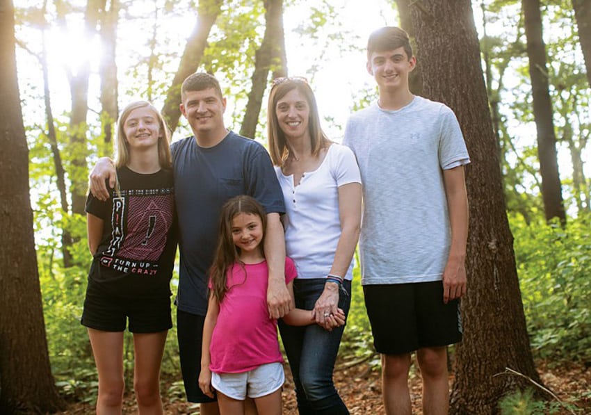 After Lauren (center, front) was born with PKU, the Ward family (from left: Katie, Patrick, Karen, and Matthew) had to adjust their lifestyle to meet her dietary restrictions.