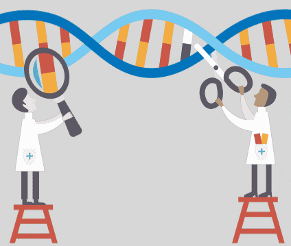 Scientists examining and editing DNA