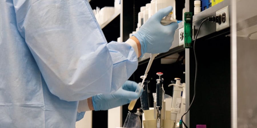 in-the-labs-agt In the labs at AGT, which are spread out over 11,500 square feet, microbiologists and other scientists work with T cells, viral vectors and other microscopic particles