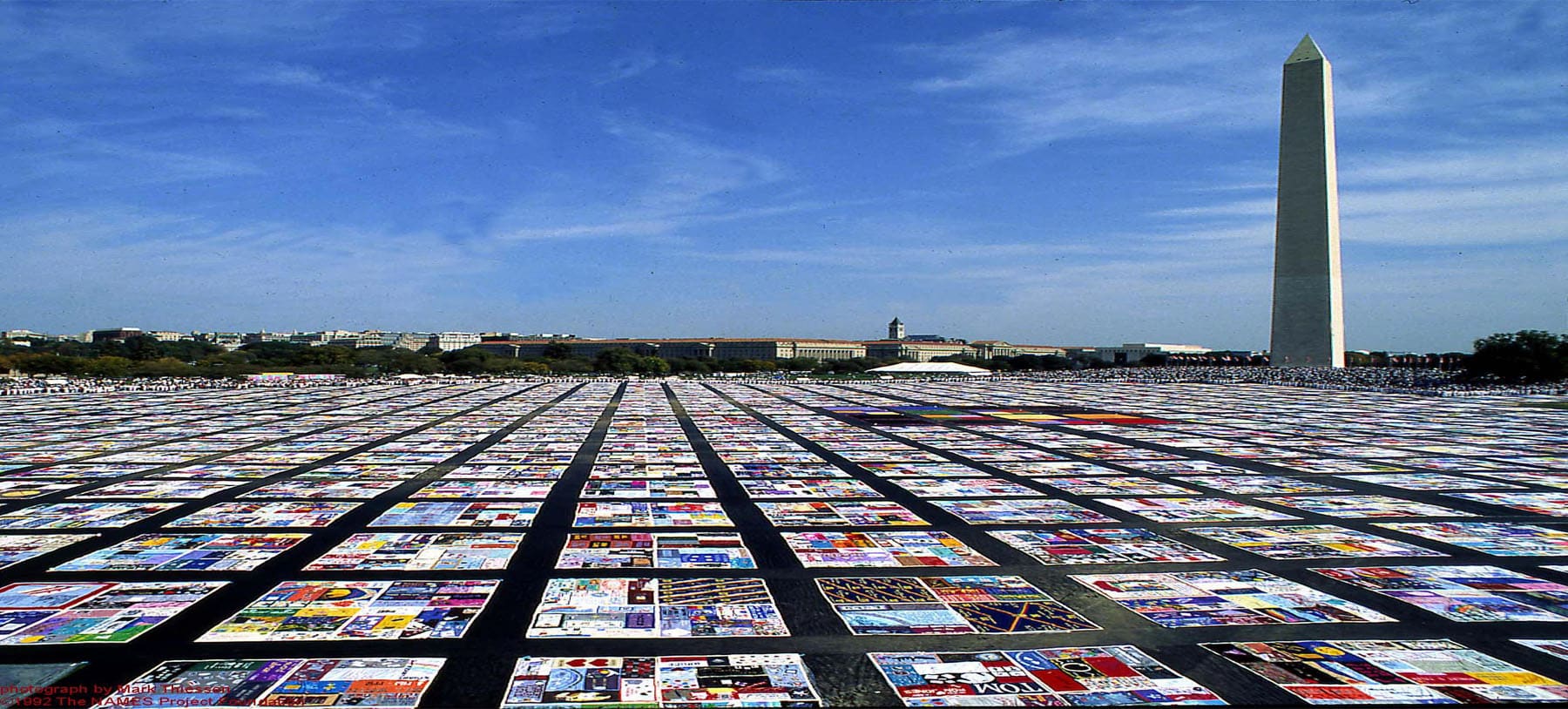 Each square on the AIDS Memorial Quilt represents one person who has died of AIDS.