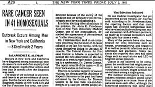 New York Times article on a cancer outbreak in AIDS patients