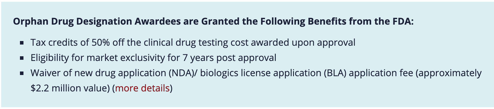 The benefits of receiving orphan drug designation status