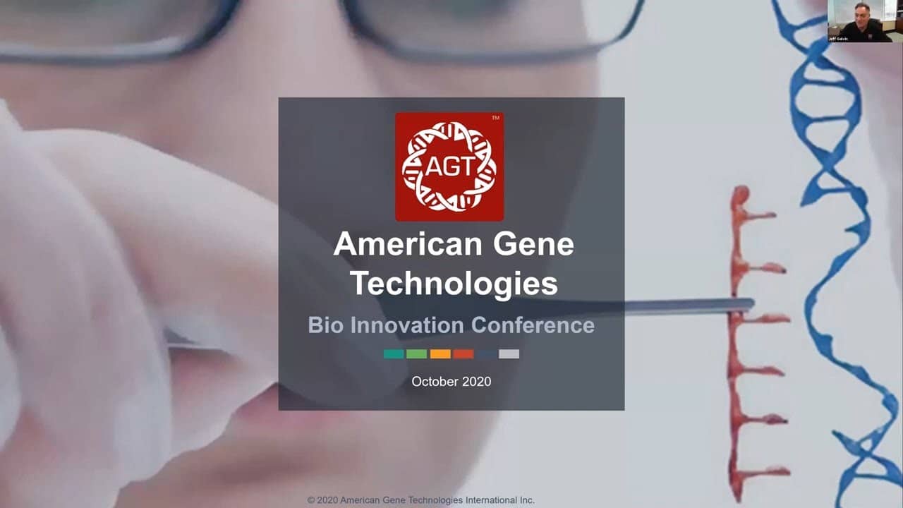 Jeff Galvin, CEO of American Gene Technologies, delivers the keynote speech at the Bio-Innovation Virtual Conference