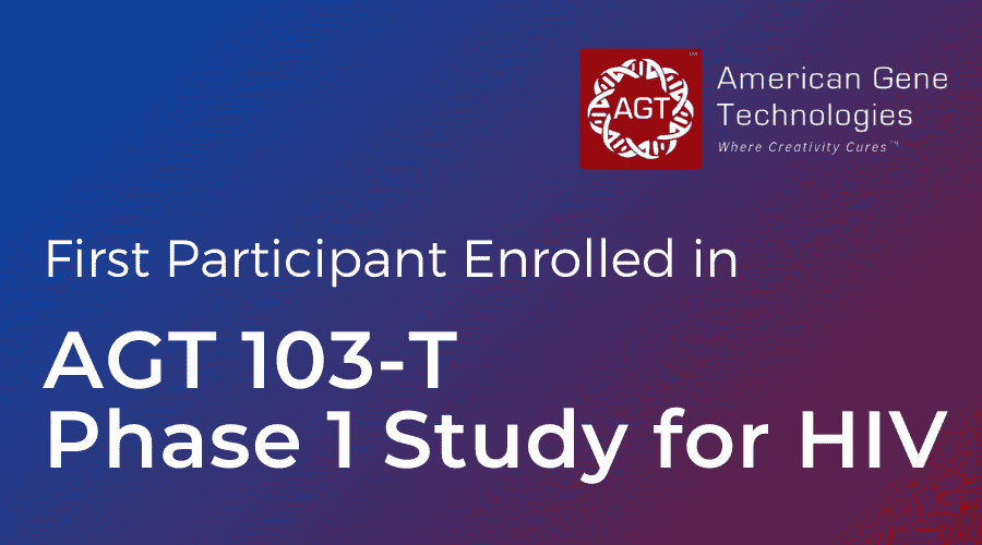 The first trial participant was enrolled in the Phase 1 trial of AGT103-T, a new cell and gene therapy for HIV disease