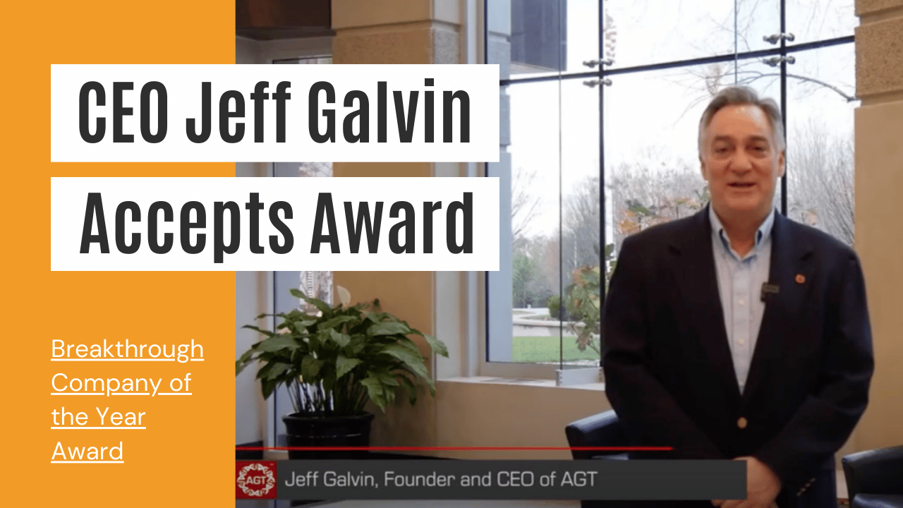 CEO Jeff Galvin delivers an acceptance speech