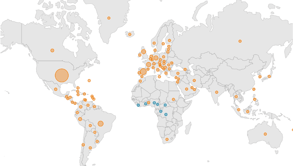 A map of the monkeypox global outbreak